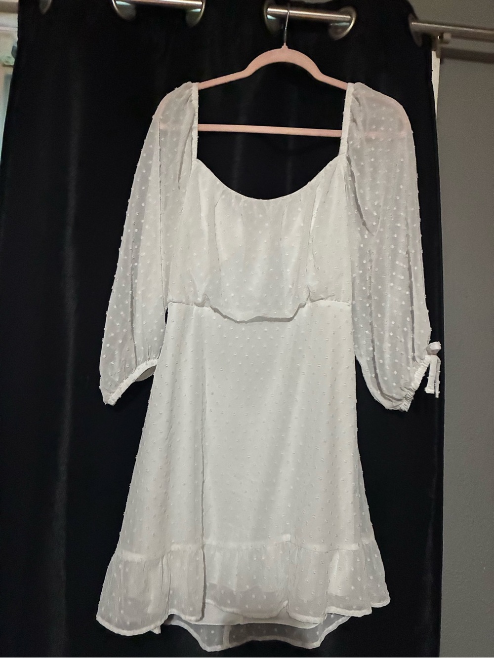 Speechless White Swiss Dot Puff Sleeve Mini Dress